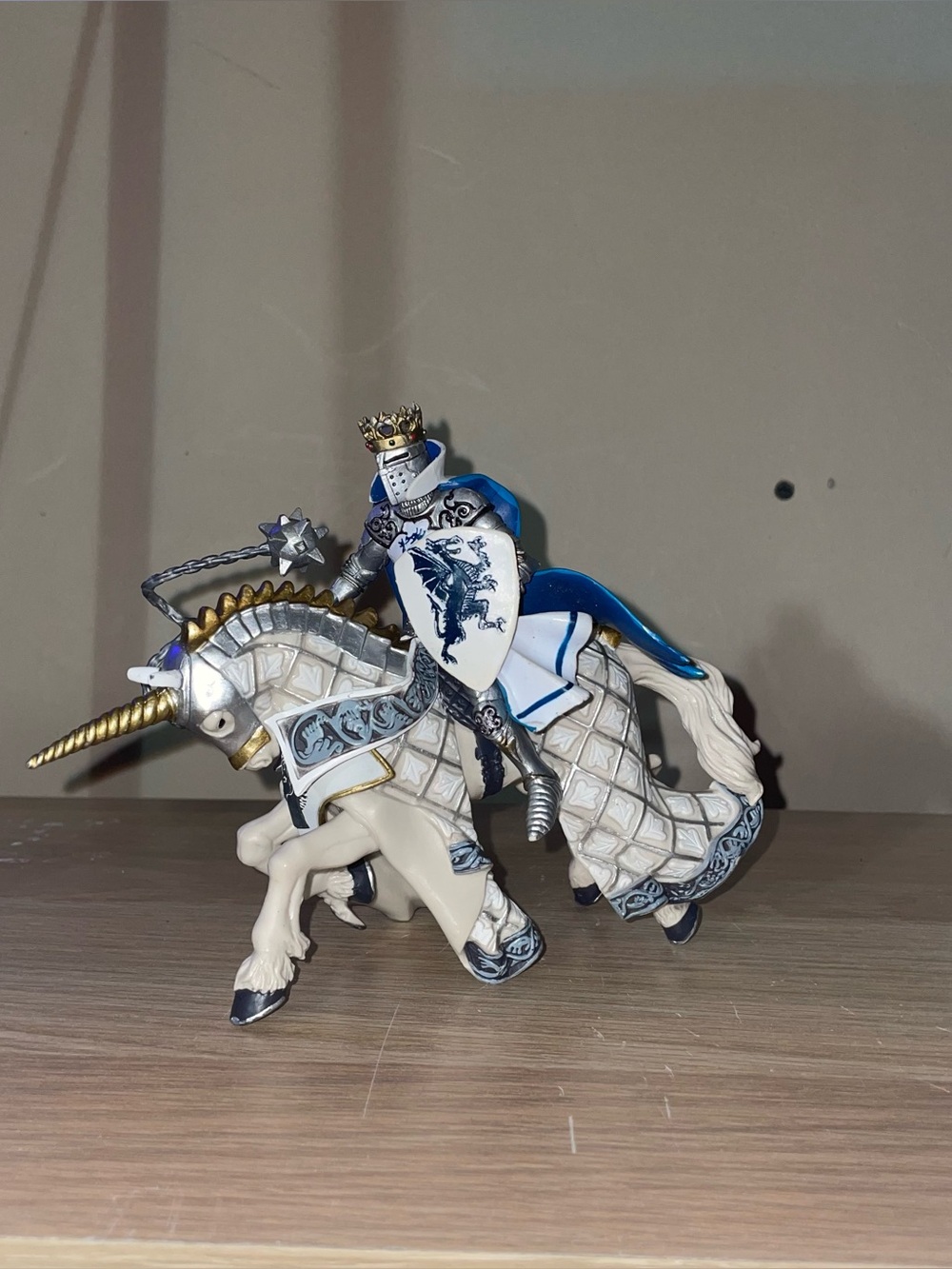 Papo Medieval Knight ~ Blue Dragon King Knight & Horse Stead from 2008&2007